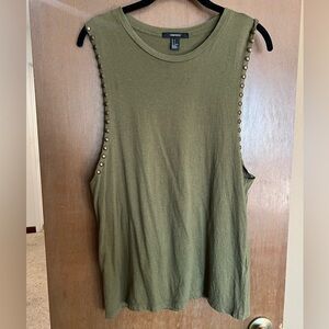 Forever 21 Olive Green Studded Muscle Tee